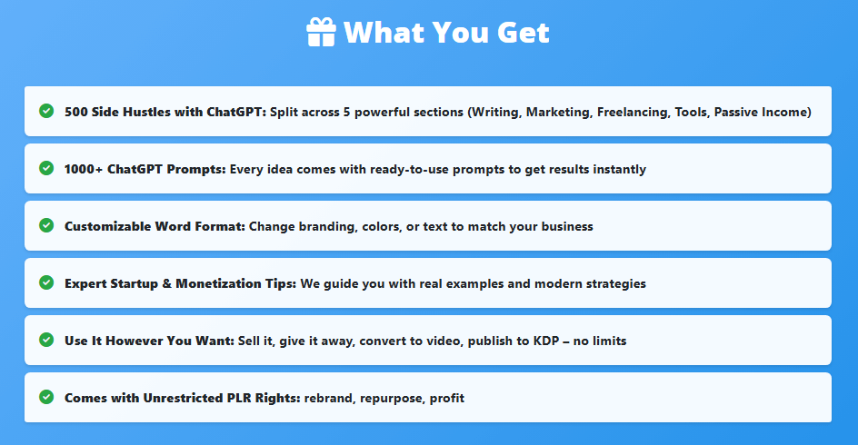 500 Side Hustles with ChatGPT PLR Review