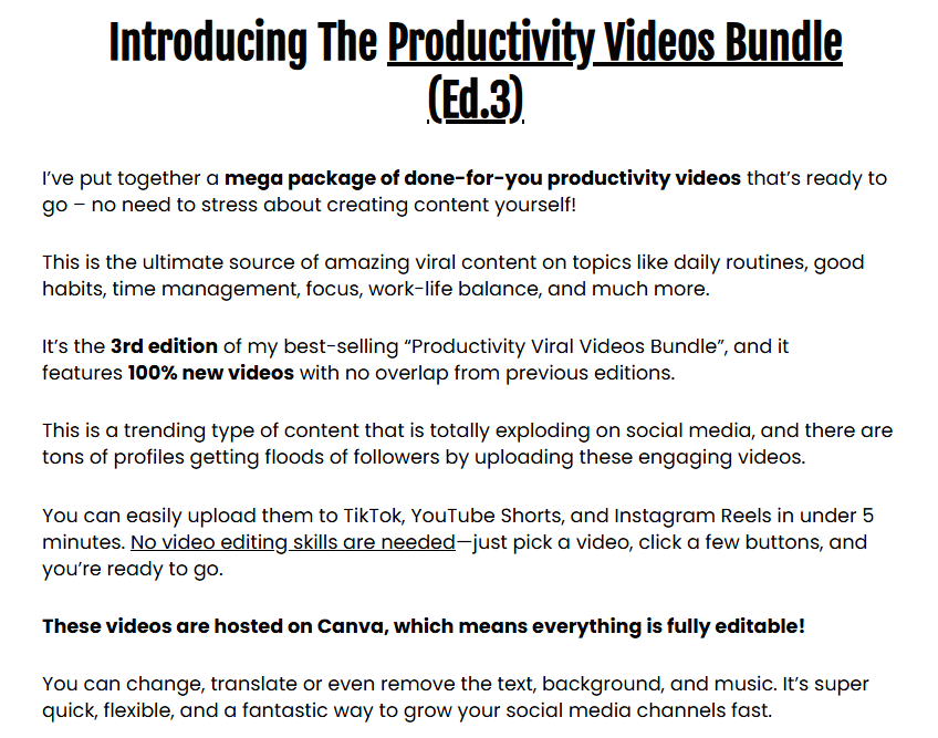 Productivity Viral Videos (V3) Review