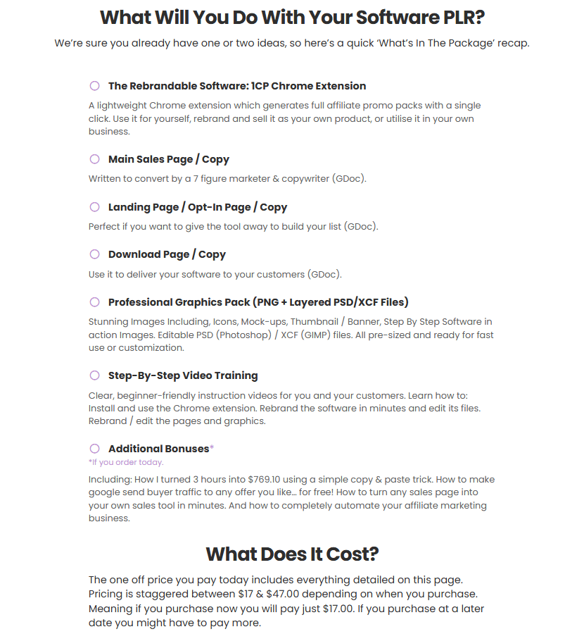 1CP Software PLR Review