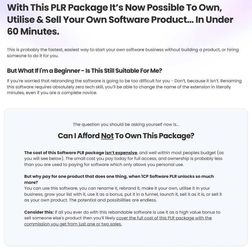 1CP Software PLR Review