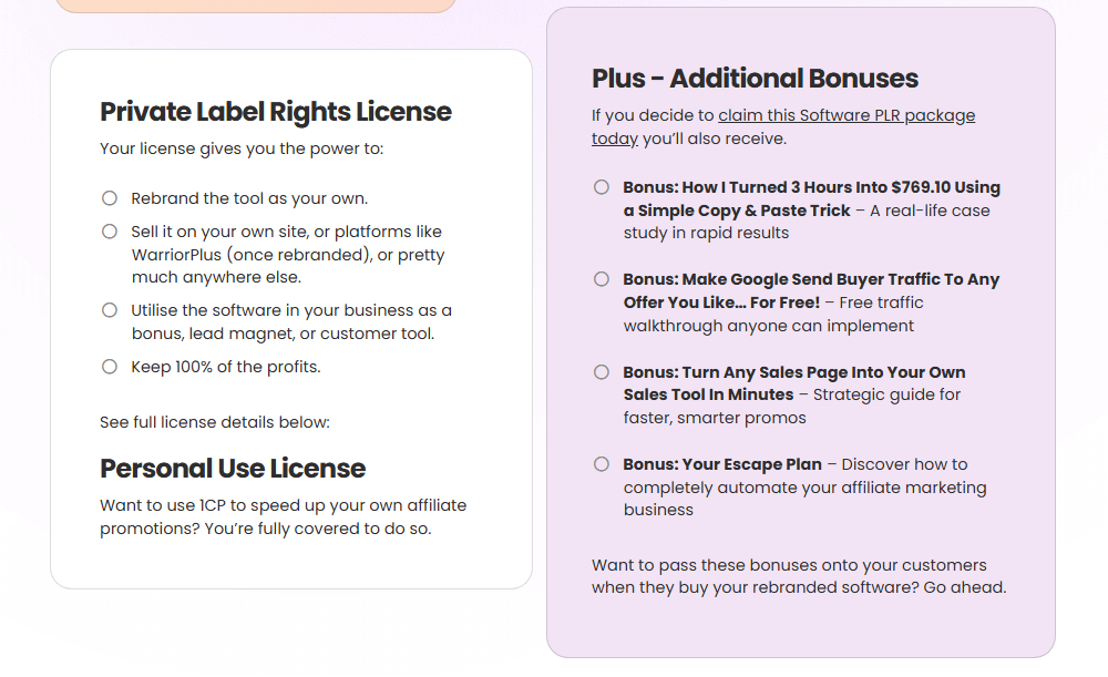 1CP Software PLR Review