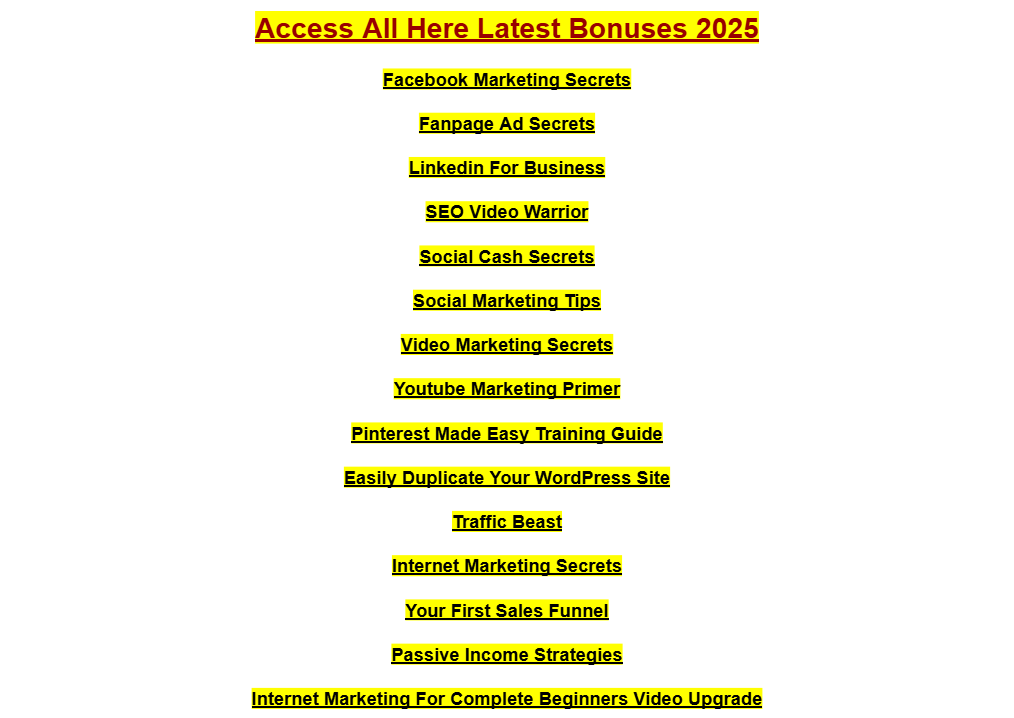 2025 EXTRA BONUSES