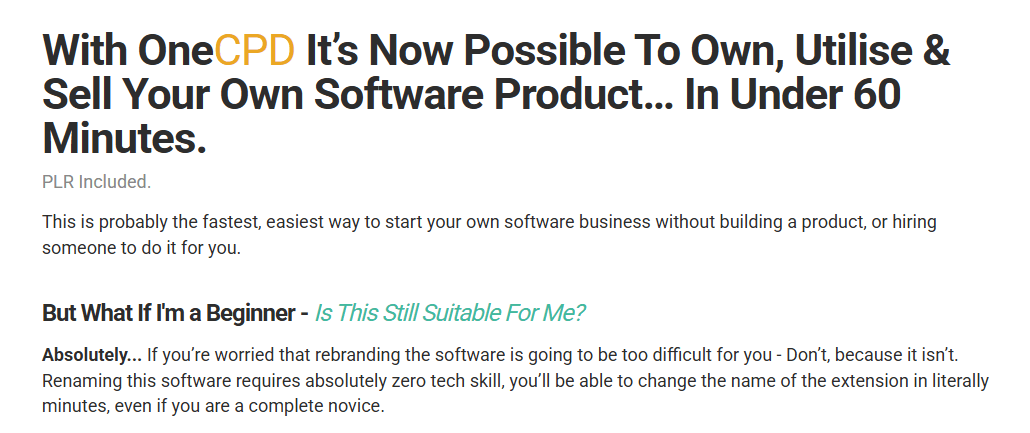 OneCPD Software PLR Review