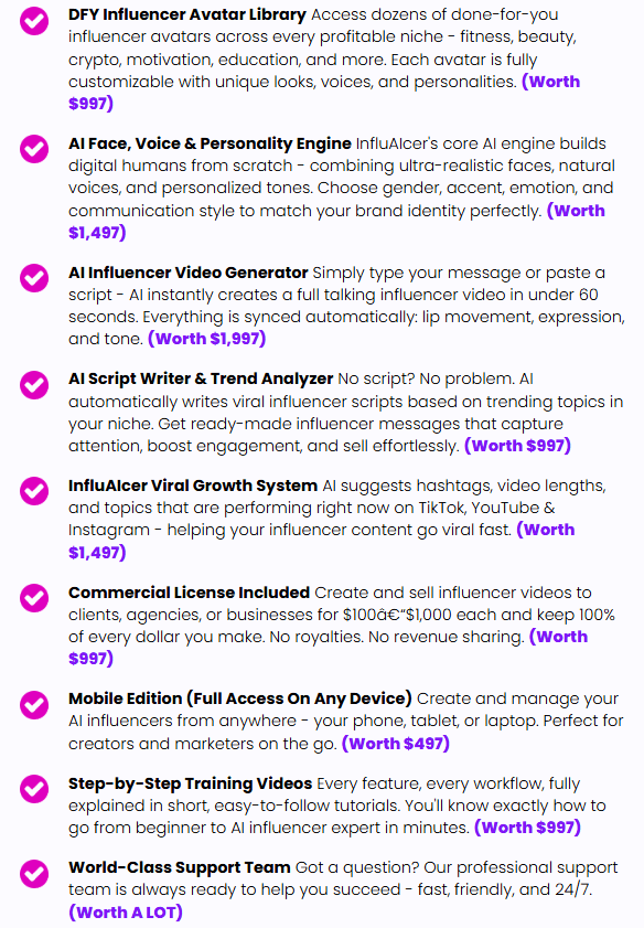 InfluAIcer features