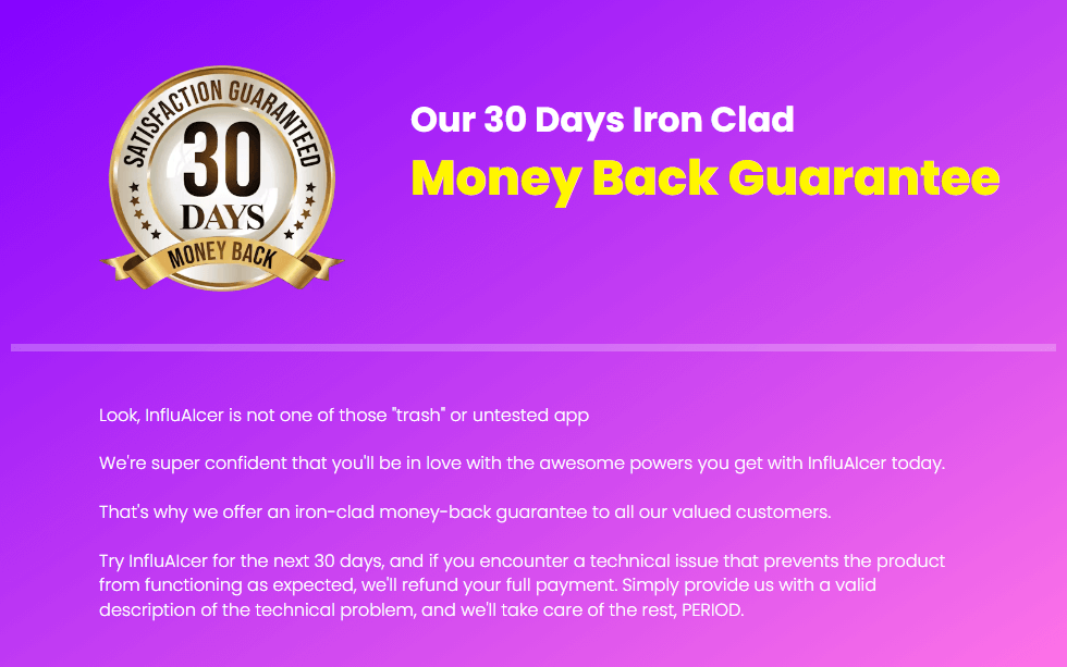 InfluAIcer Guarantee