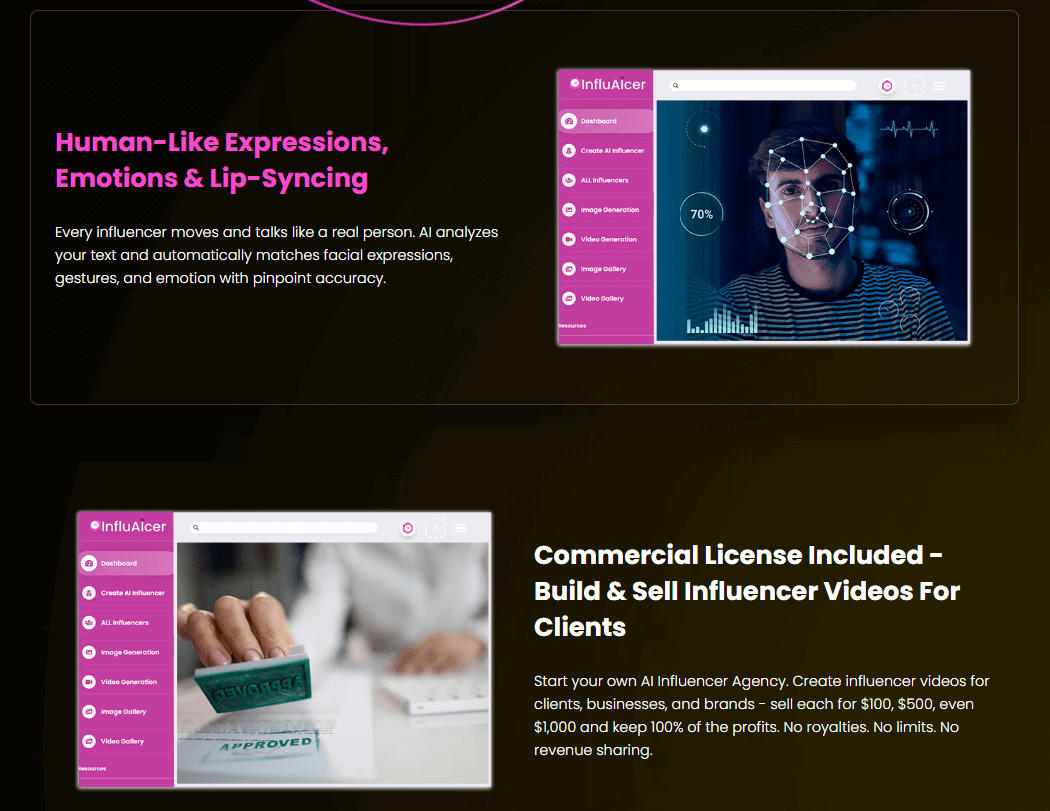 InfluAIcer features