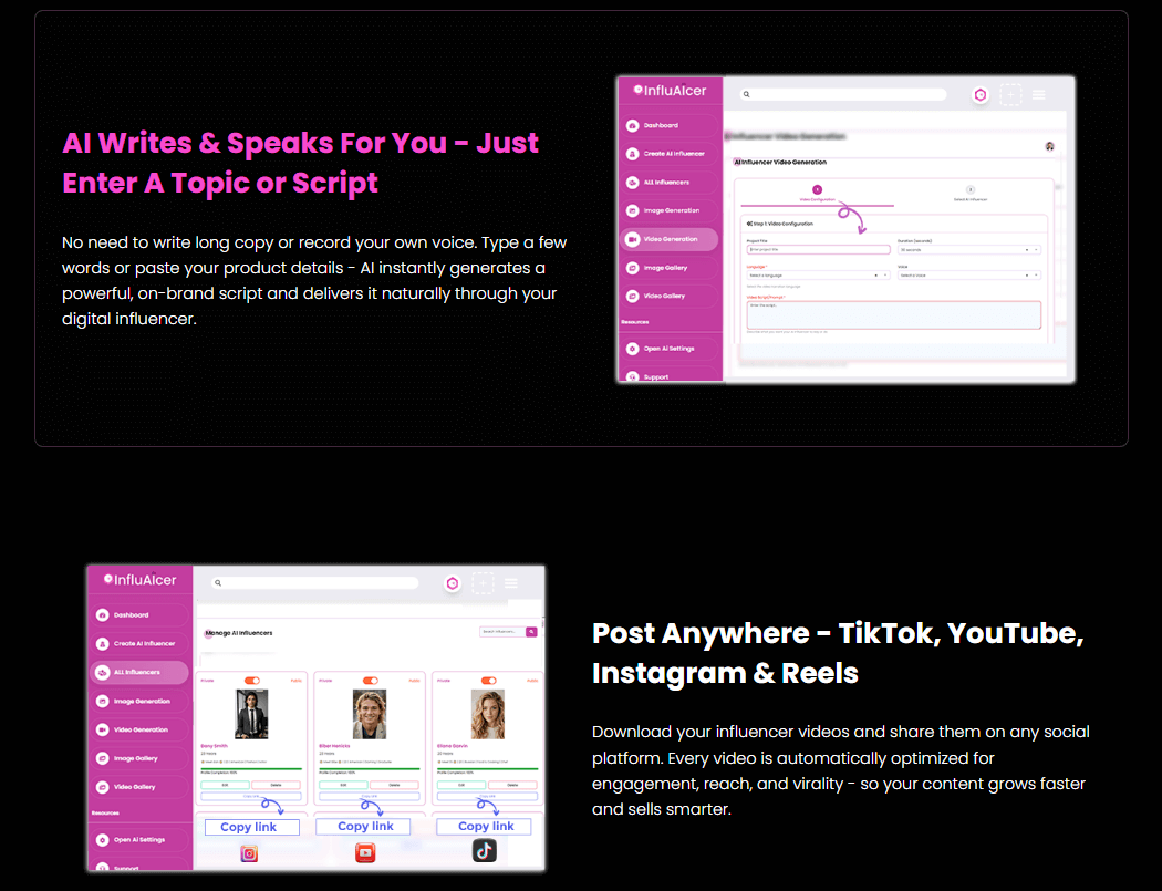 InfluAIcer features