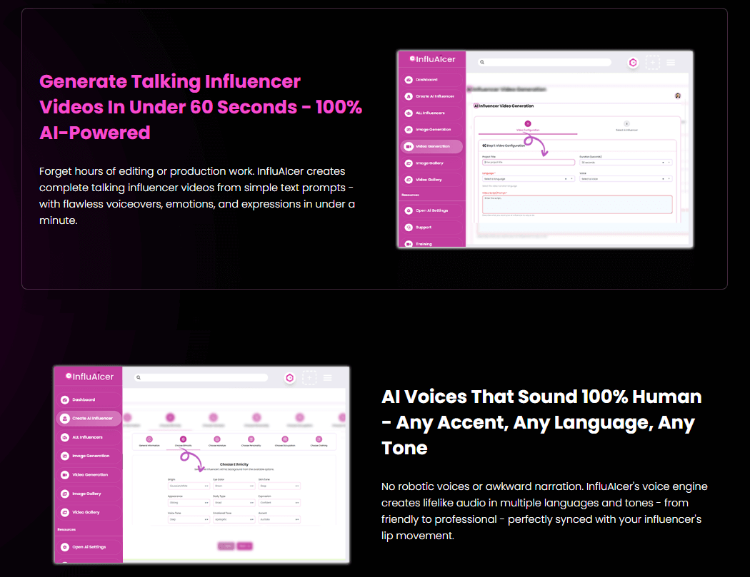InfluAIcer features