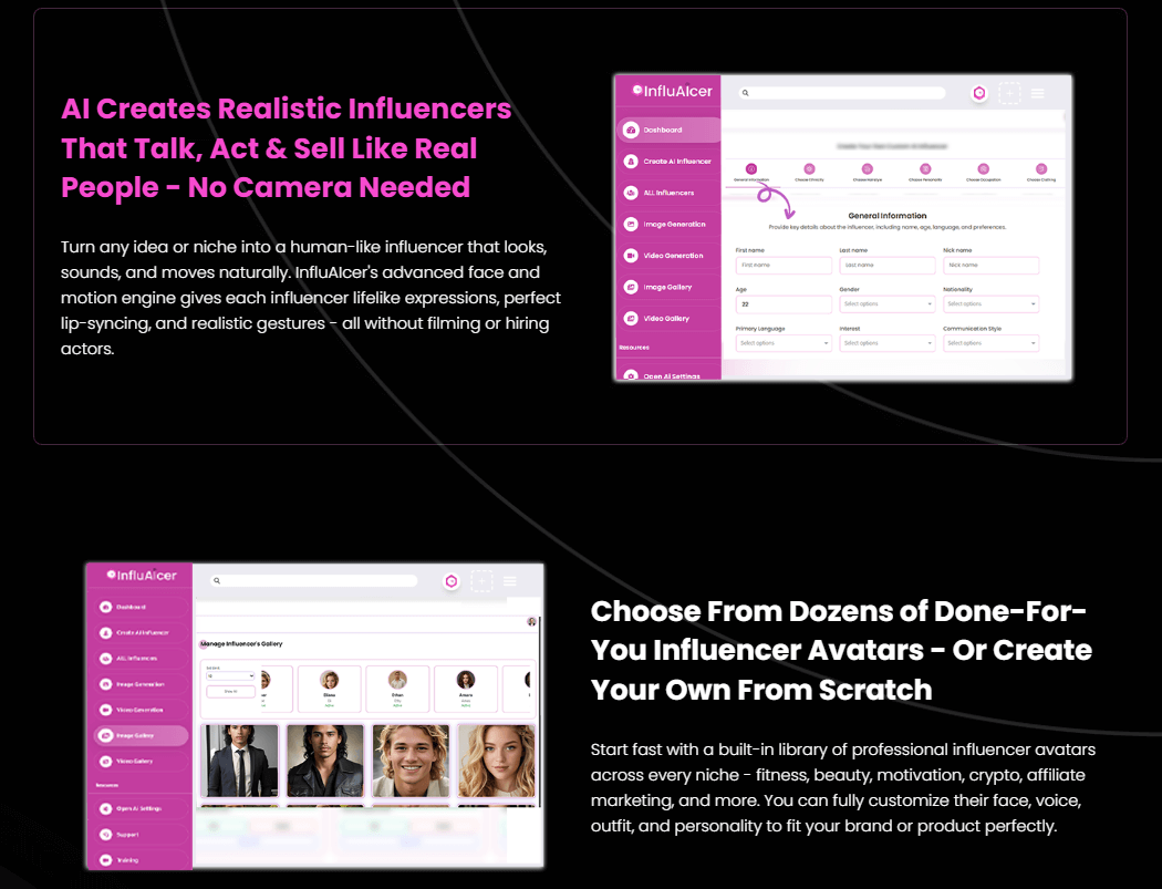 InfluAIcer features