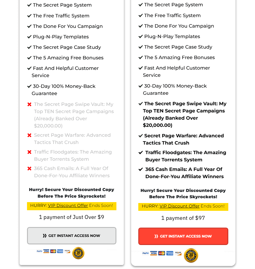 The Secret Page features