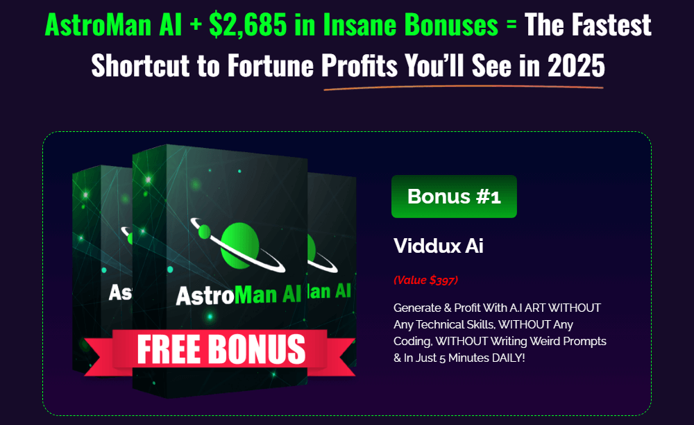 Astroman AI features Astroman AI Bonuses