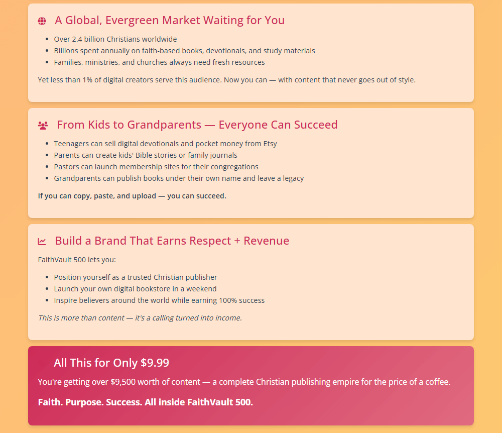 FaithVault 500 w/ Unrestricted PLR Review