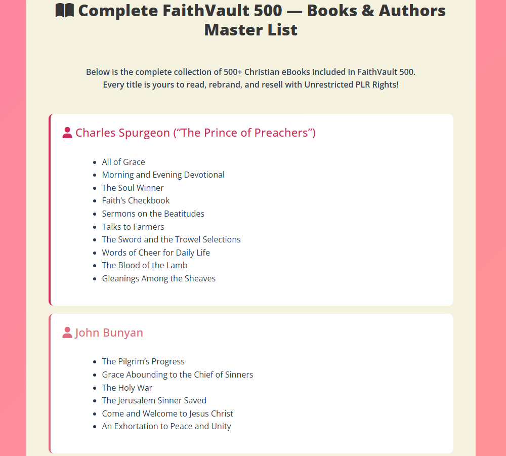 FaithVault 500 w/ Unrestricted PLR Review