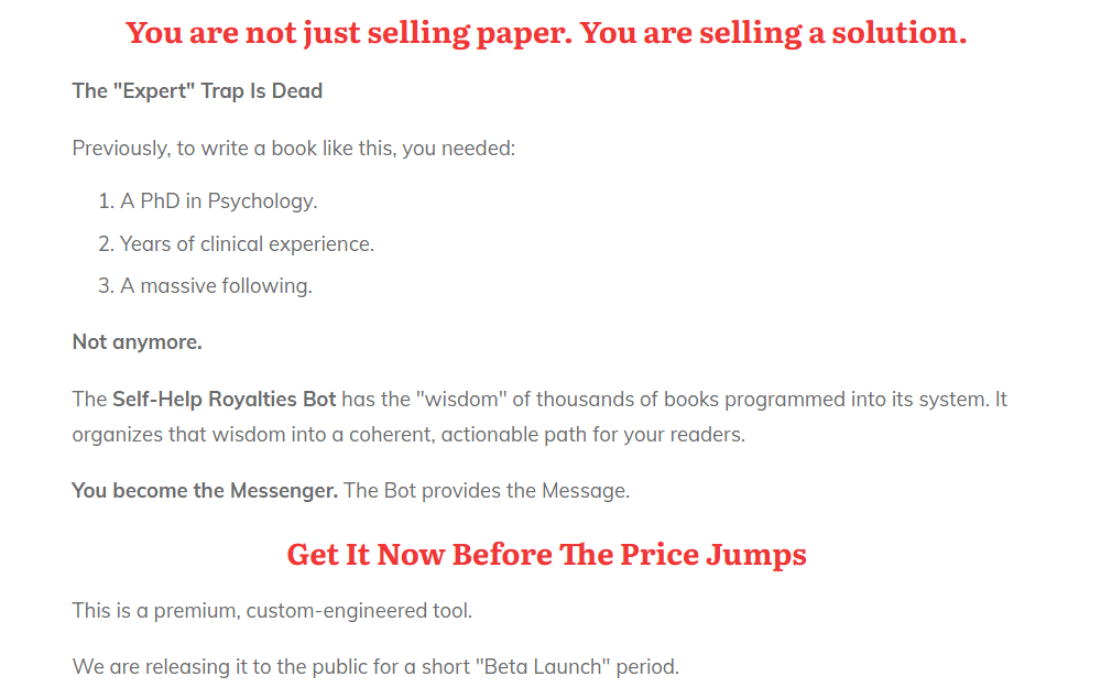 Self-Help Royalties Bot Review