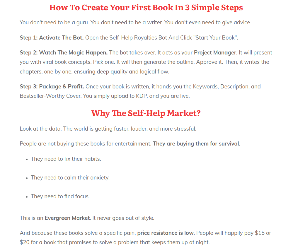 Self-Help Royalties Bot Review