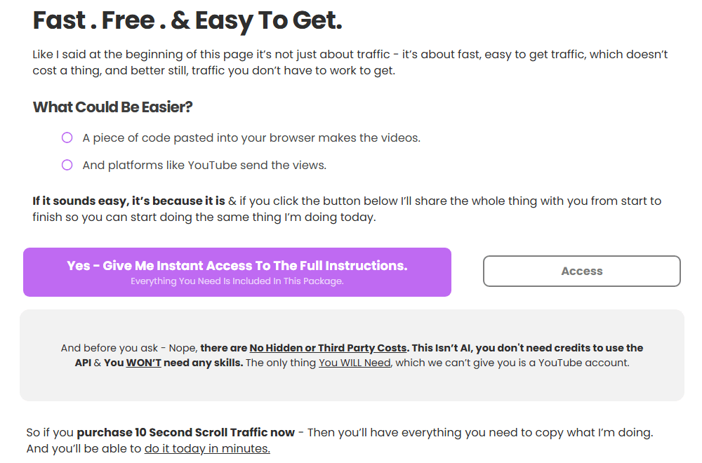 10 Second Scroll Traffic Review
