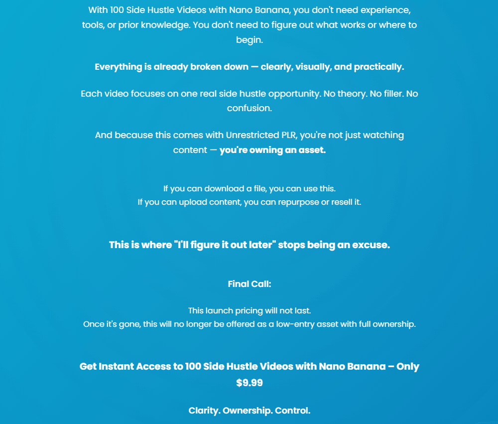 100 Side Hustle Videos with Nano Banana Review