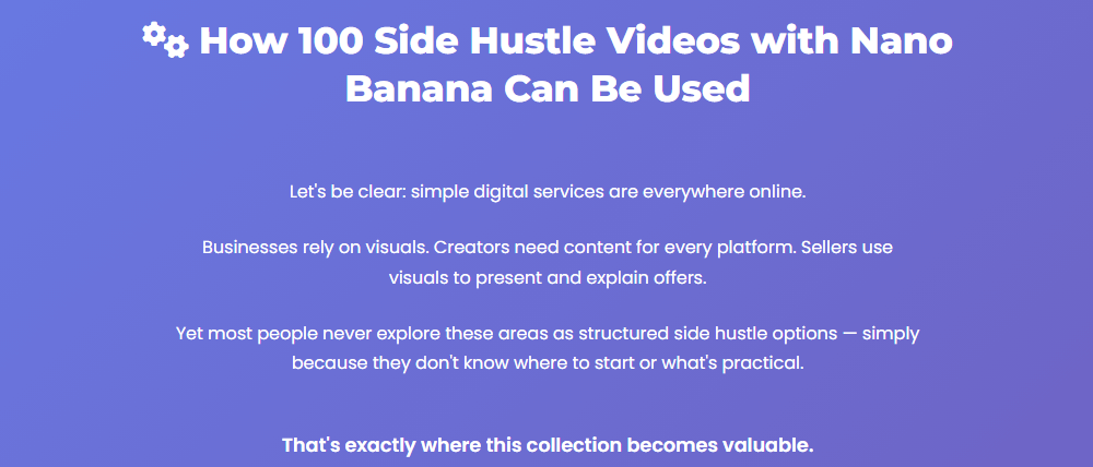 100 Side Hustle Videos with Nano Banana Review